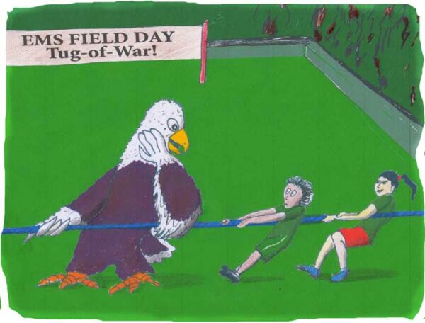 Cartoon of EMS Eagle at Field Day