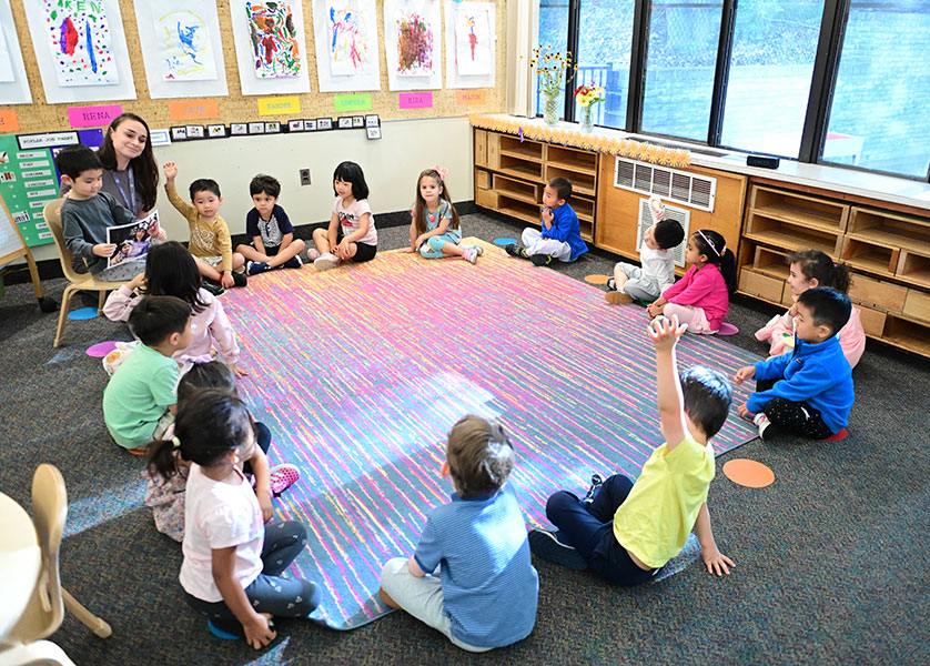 Our youngest learners in Chilton House participate in Morning Meeting.