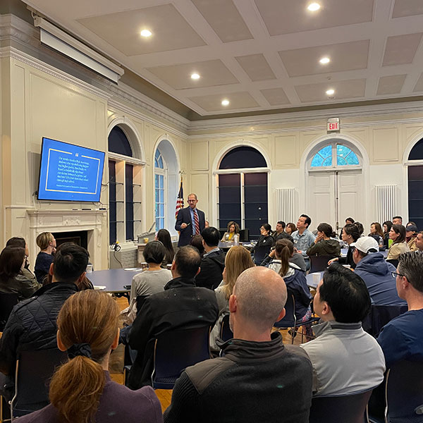 Jed Silverstein talking to parents about secondary schools